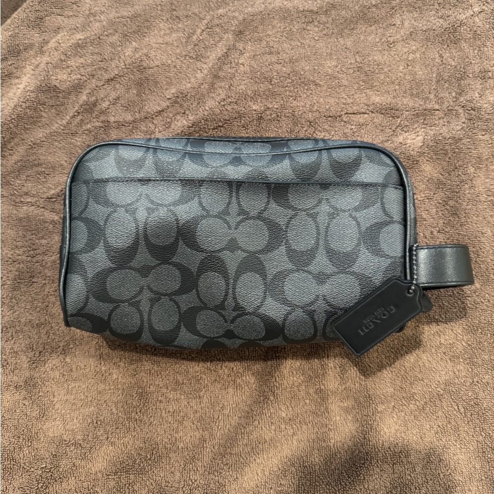 Coach Toiletry Bag in Signature Black Pattern